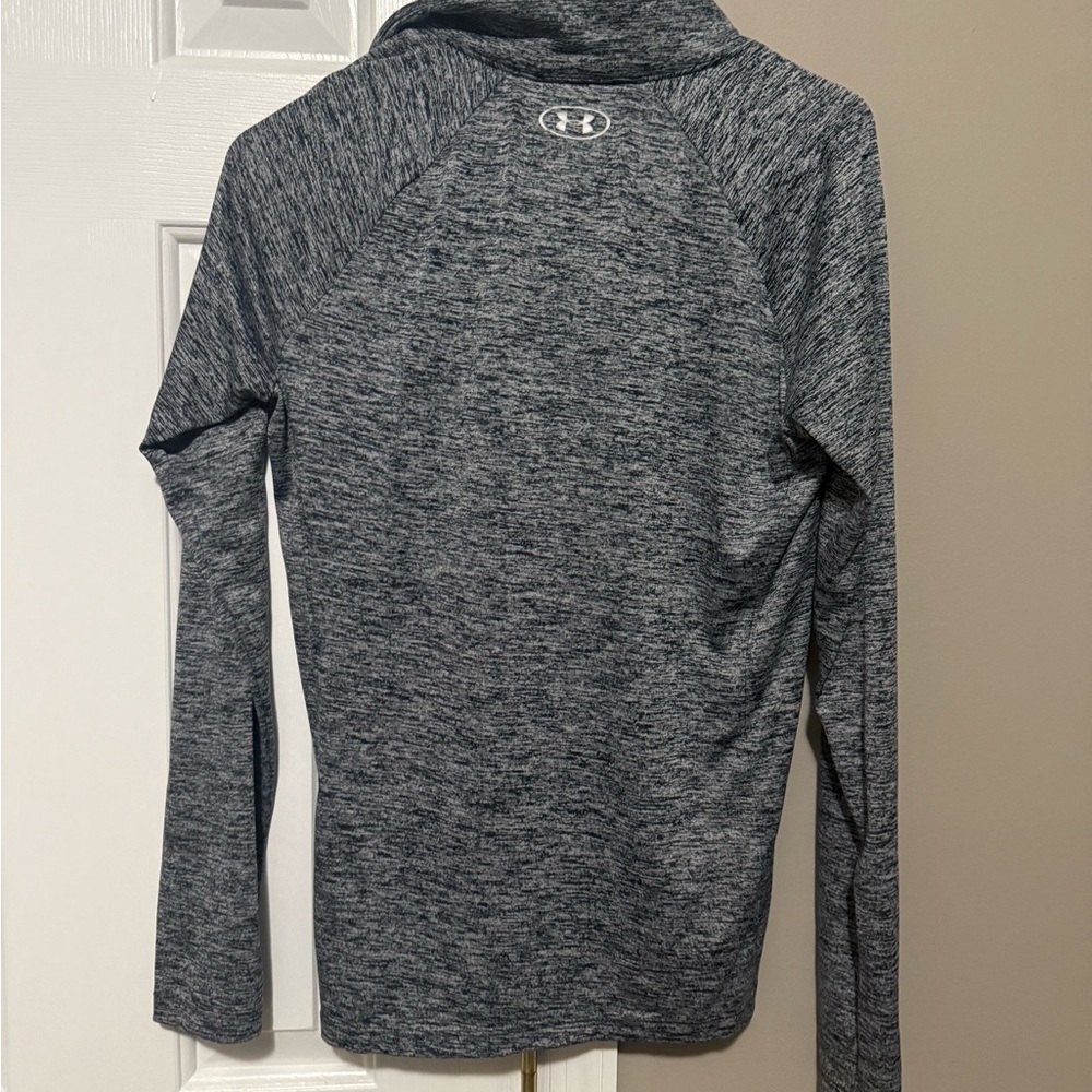 Under Armour HeatGear Women's Heather Gray/black Long Sleeve Half-Zip Top - Picture 6 of 8